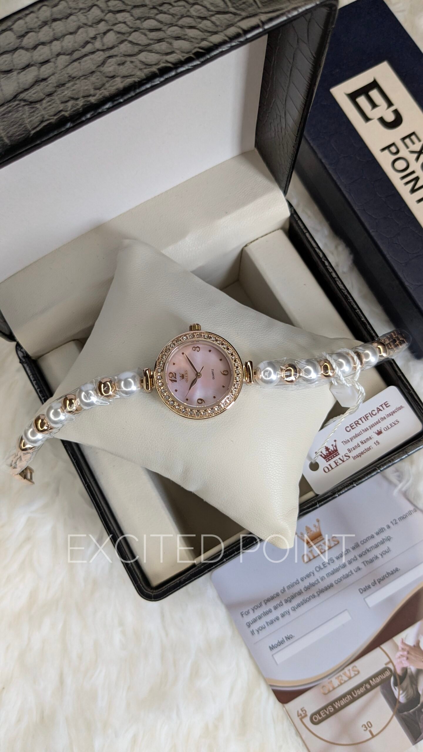 105150 OLEVS 5640 Women’s Fashion Official Quartz Watch— Elegant Pearl Style - Image 1