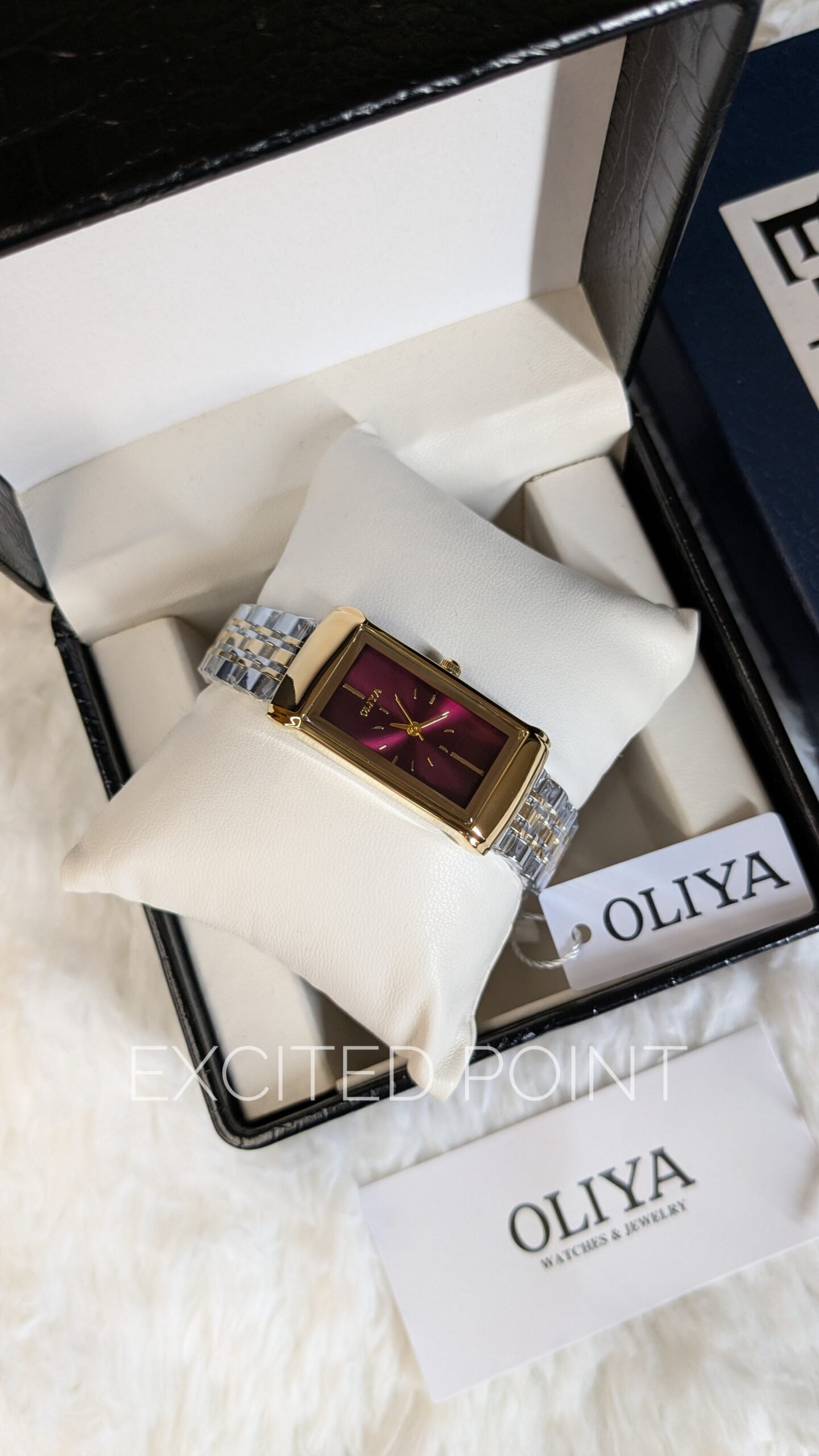 171559 OLIYA 55182 Women’s Square Watch Maroon Dial - Image 1