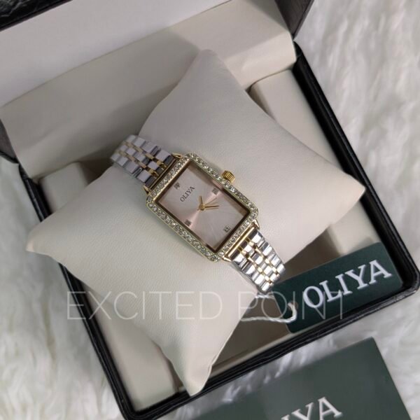 OLIYA 609 Official Women’s Luxury Square Quartz Watch – Stainless Steel Elegant Wristwatch – Women's Fashion